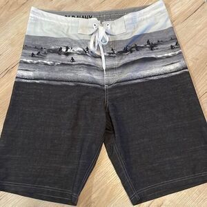 Old Navy Mens Board Shorts Swim Trunks Gray Black Size 32